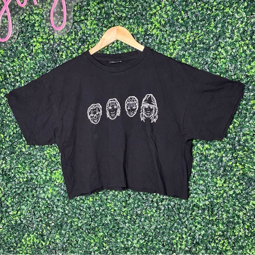 Dolly Noire Deejay Time Cropped Black Graphic Tee Sz Large - Picture 2 of 6